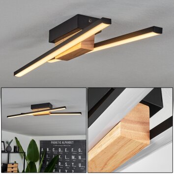 Plafonnier  Meiral LED Bois clair, Noir, 2 lumières