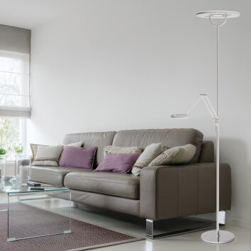 Lampadaire à vasque Steinhauer Soleil LED Acier brossé, 2 lumières