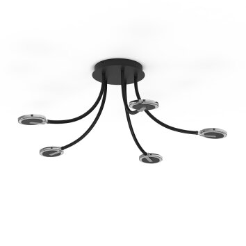 Plafonnier Steinhauer Turound LED Noir, 5 lumières