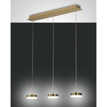 Suspension Fabas Luce Dunk LED Laiton, 3 lumières