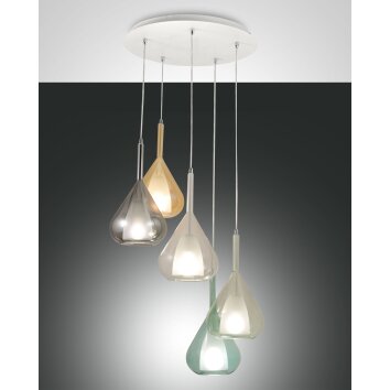 Suspension Fabas Luce Lila Blanc, 5 lumières