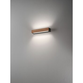 Applique murale Fabas Luce Hazel LED Bois foncé, Noir, 1 lumière