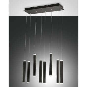 Suspension Fabas Luce Prado LED Noir, 8 lumières