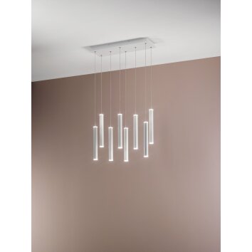 Suspension Fabas Luce Prado LED Blanc, 8 lumières