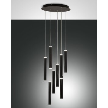 Suspension Fabas Luce Prado LED Noir, 8 lumières