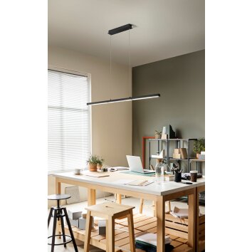 Suspension Fabas Luce Ling LED Noir, 2 lumières