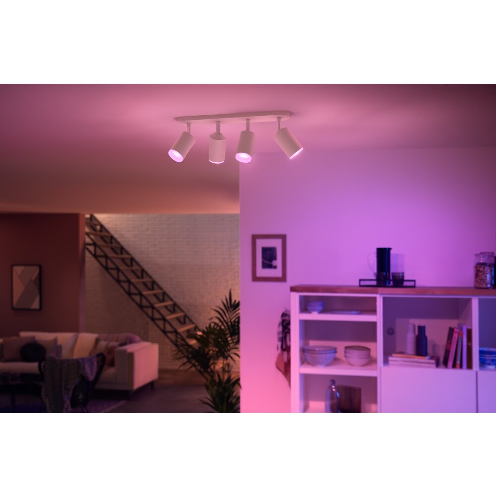 Plafonnier Philips Hue Fugato LED Blanc, 4 lumières, Changeur de couleurs