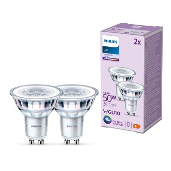 Philips Classic Lot de 2 LED GU10 4,6 watt 4000 kelvin 390 lumen