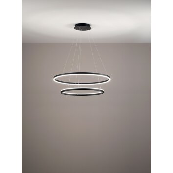 Suspension Fabas Luce Giotto LED Noir, 2 lumières