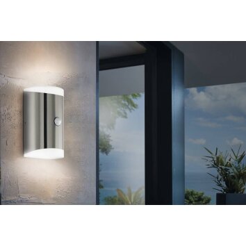 Applique murale d'extérieur Eglo CARPINERA LED Acier inoxydable, 2 lumières, Détecteur de mouvement