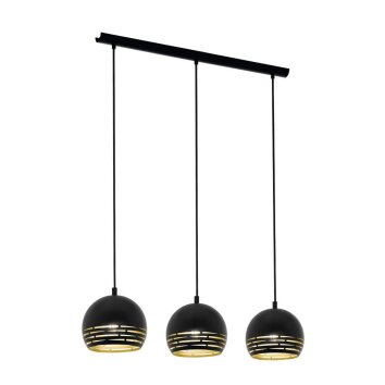 Suspension Eglo CAMASTRA Or, Noir, 3 lumières