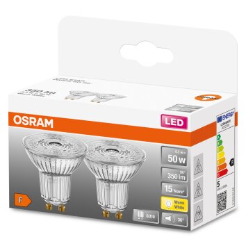 OSRAM LED STAR Set de 2 ampoules GU10 4,3 watt 2700 Kelvin 350 lumen