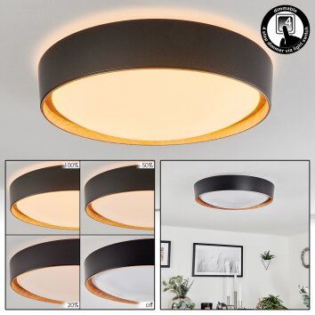 Plafonnier Louea LED Brun, Couleur bois, Noir, 1 lumière