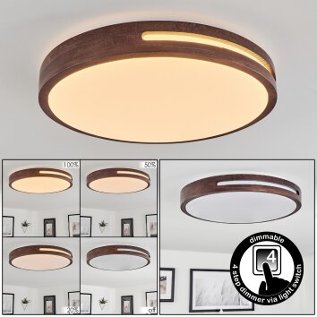 Plafonnier Tikkala LED Bois foncé, Blanc, 1 lumière