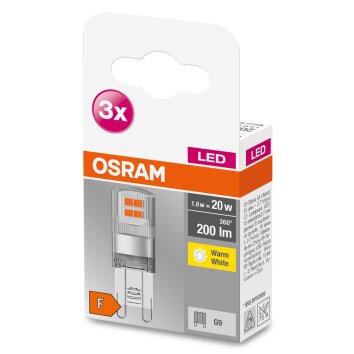 OSRAM LED BASE PIN Set de 3 ampoules G9 1,9 Watt 2700 Kelvin 200 lumen