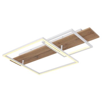 Plafonnier Globo VANNI LED Couleur bois, Blanc, 1 lumière