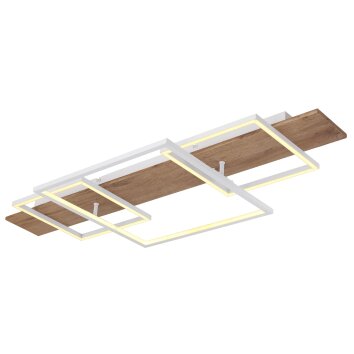 Plafonnier Globo VANNI LED Couleur bois, Blanc, 1 lumière