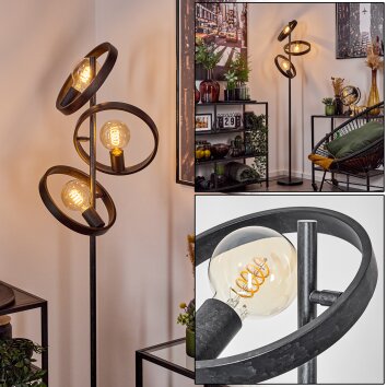 Lampadaire Theareabarivat Anthracite, 3 lumières