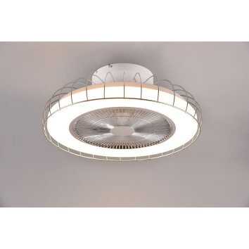 Ventilateur de plafond Reality Sandfjord LED Chrome, 1 lumière, Télécommandes