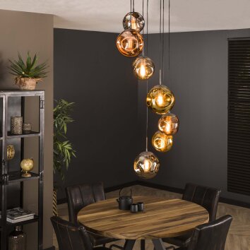 Suspension Stellar Argent Oxydé, 7 lumières