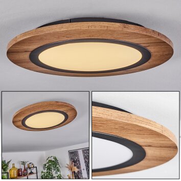 Plafonnier Salmi LED Couleur bois, Noir, 1 lumière