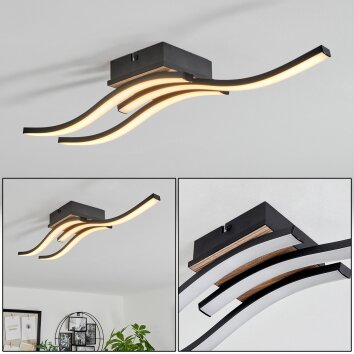 Plafonnier Letala LED Couleur bois, 3 lumières