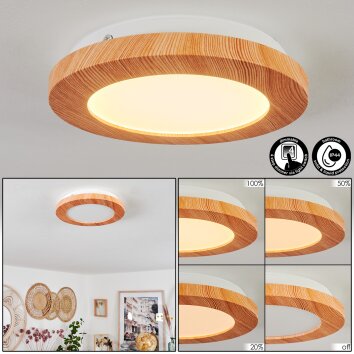 Plafonnier Siguna LED Couleur bois, 1 lumière