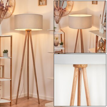 Lampadaire Saladillo Bois foncé, Blanc, 1 lumière