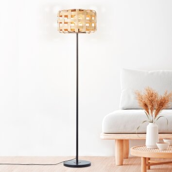 Lampadaire Brilliant Woodline Noir, 1 lumière