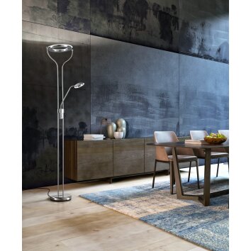 Lampadaire à vasque Fischer & Honsel Davos LED Nickel mat, 1 lumière