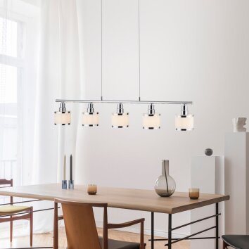 Suspension Leuchten-Direkt ACCOR Argenté, 5 lumières