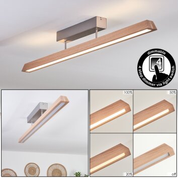 Plafonnier Llevallol LED Écru, Nickel mat, 1 lumière