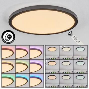 Plafonnier Boyero LED Noir, 2 lumières, Télécommandes, Changeur de couleurs