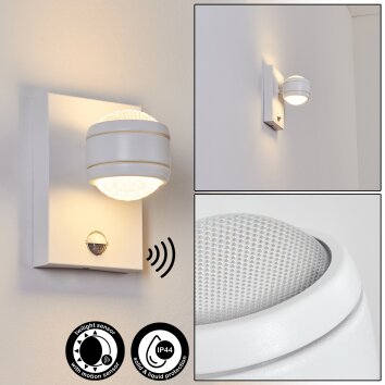 Applique murale d'extérieur Borlo LED Blanc, 2 lumières, Détecteur de mouvement