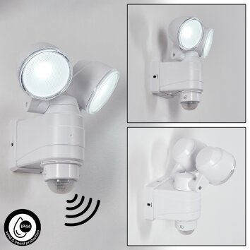 Applique murale d'extérieur Anyarhwi LED Blanc, 2 lumières, Détecteur de mouvement