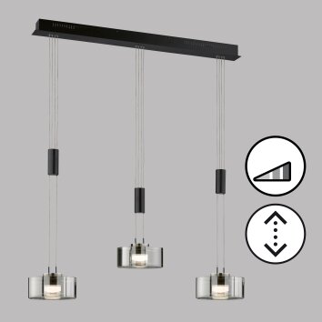 Suspension Fischer & Honsel Lavin LED Noir, 3 lumières