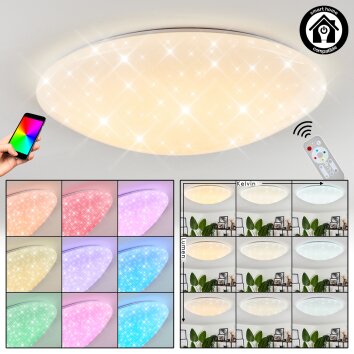 Plafonnier Melres LED Blanc, 1 lumière, Télécommandes