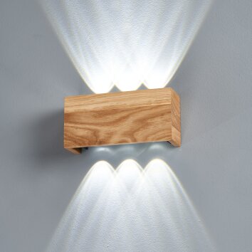 Applique murale Fischer & Honsel SHINE-WOOD LED Écru, 6 lumières