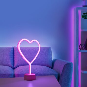 Luminaire déco Leuchten-Direkt NEON-HERZ LED Rose, 1 lumière