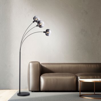 Lampadaire Leuchten-Direkt ZEA Noir, 3 lumières