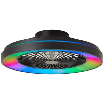 Ventilateur de plafond Brilliant Mazzaro LED Noir, 1 lumière, Télécommandes, Changeur de couleurs