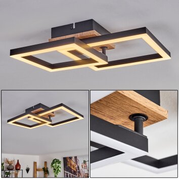 Plafonnier Bealo LED Brun, Couleur bois, 1 lumière