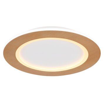 Plafonnier Globo CLAY LED Couleur bois, Blanc, 1 lumière