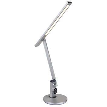 Lampe de table Globo SOLANA LED Aluminium brossé, Blanc, 1 lumière