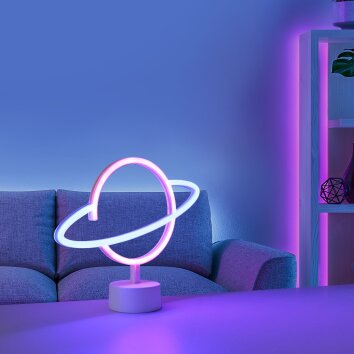 Luminaire déco Leuchten-Direkt NEON-SATURN LED Blanc, 1 lumière