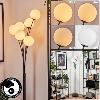 Lampadaire - Verre 12 cm Bernado Blanc, 6 lumières