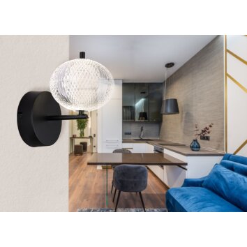 Applique murale Globo AIDA LED Noir, 1 lumière