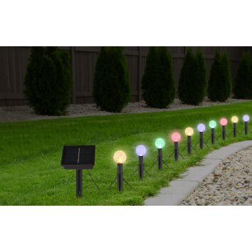 Borne lumineuse Globo SOLAR LED Noir, Transparent, 20 lumières, Changeur de couleurs