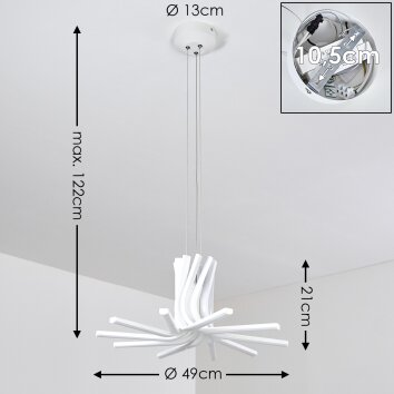 Suspension Bangor LED Blanc, 1 lumière