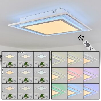 Plafonnier Haumonia LED Blanc, 2 lumières, Télécommandes, Changeur de couleurs